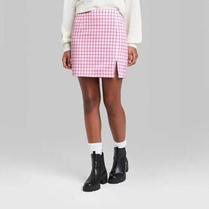 5/$35    Wild Fable Womens Skirt Sz 4 Pink Gingham Plaid White Flannel Feel Mini